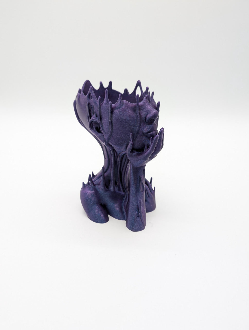 3D Printed Melted Girl Planter with Drainage Hole Drip Tray