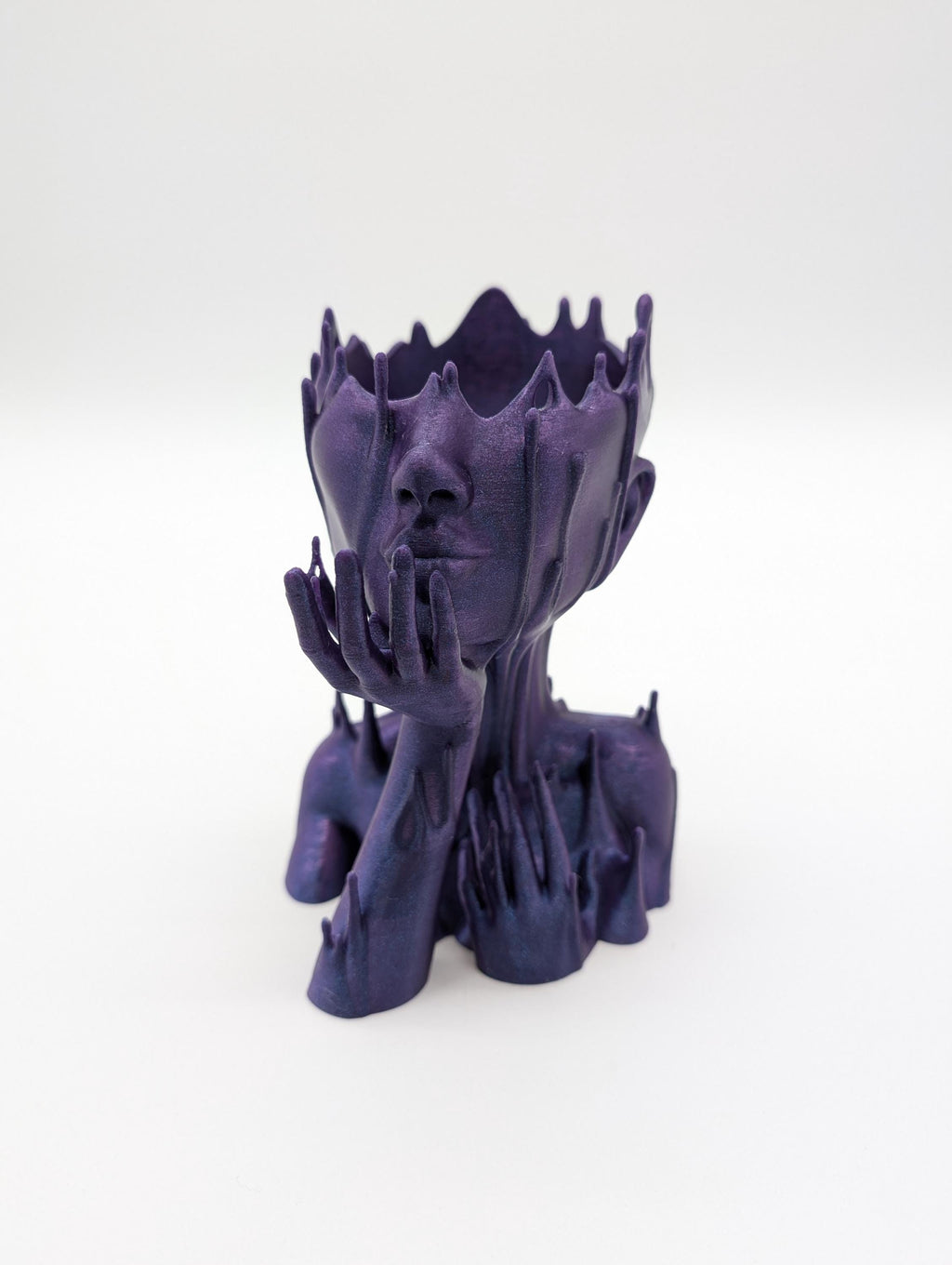3D Printed Melted Girl Planter with Drainage Hole Drip Tray