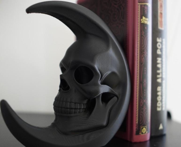 Skull Moon Bookend Gothic Home Decor Skull Decor