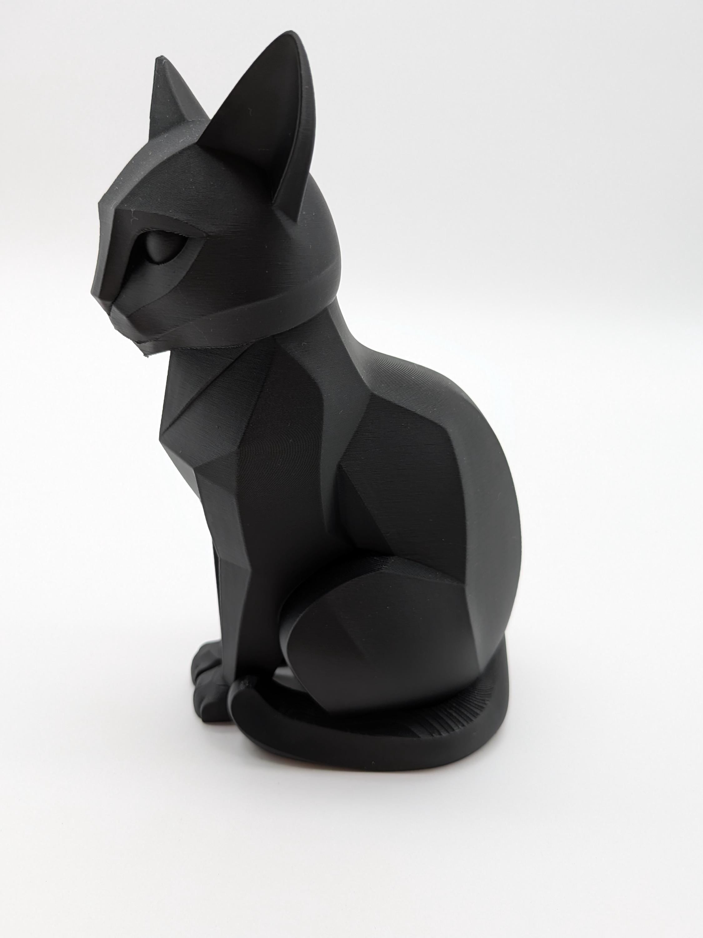 Geometric Cat Statue Modern Sitting Cat Sculpture