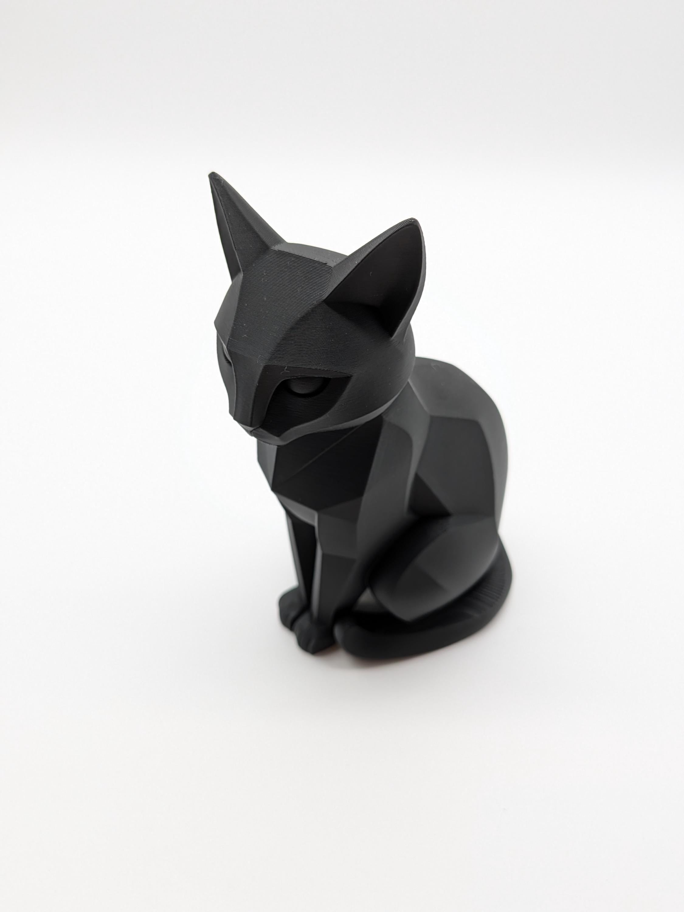 Geometric Cat Statue Modern Sitting Cat Sculpture