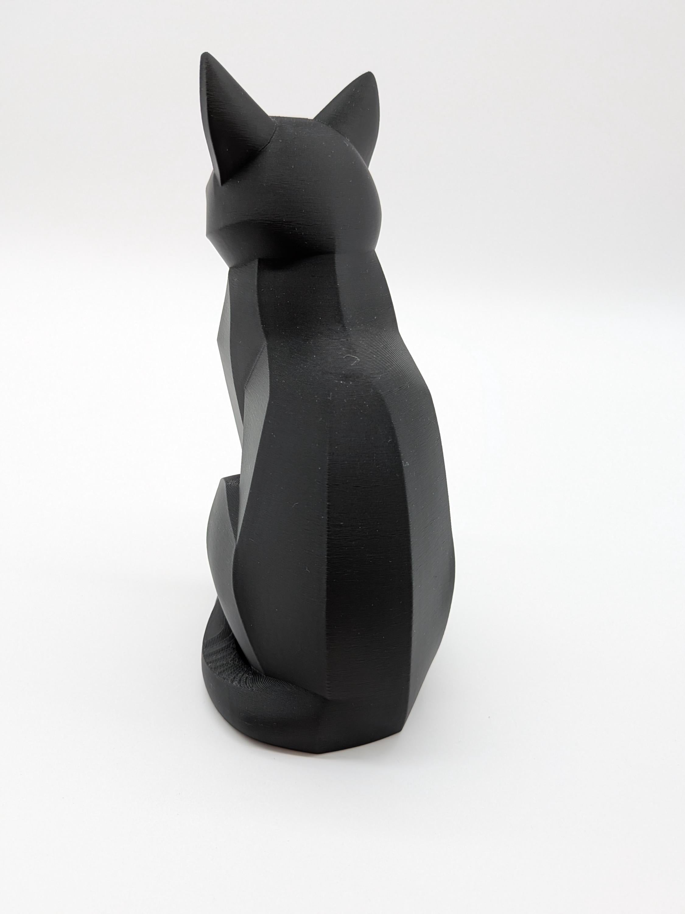 Geometric Cat Statue Modern Sitting Cat Sculpture