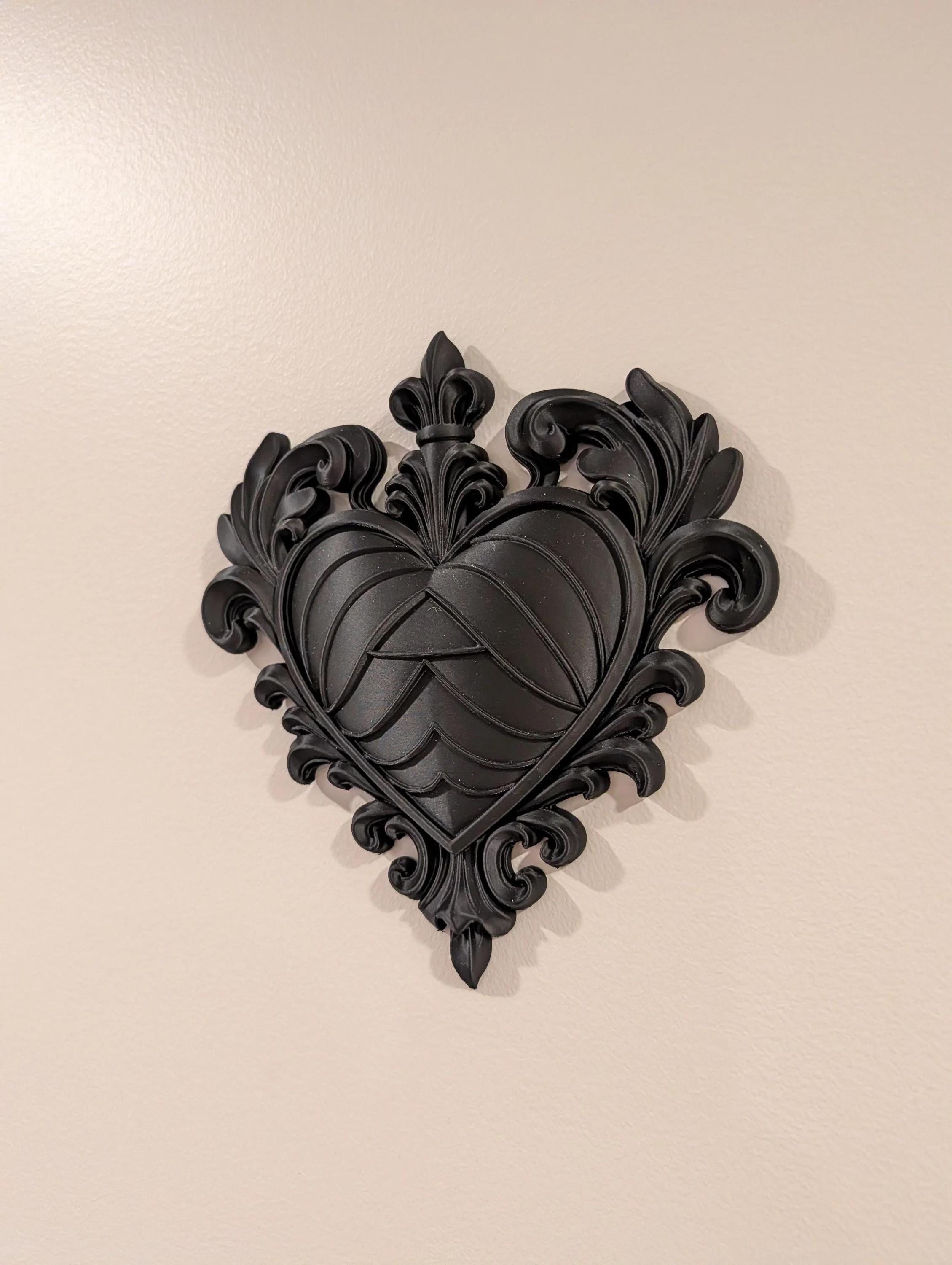 Dark Gothic Heart Wall Plaque - Baroque Style Decor