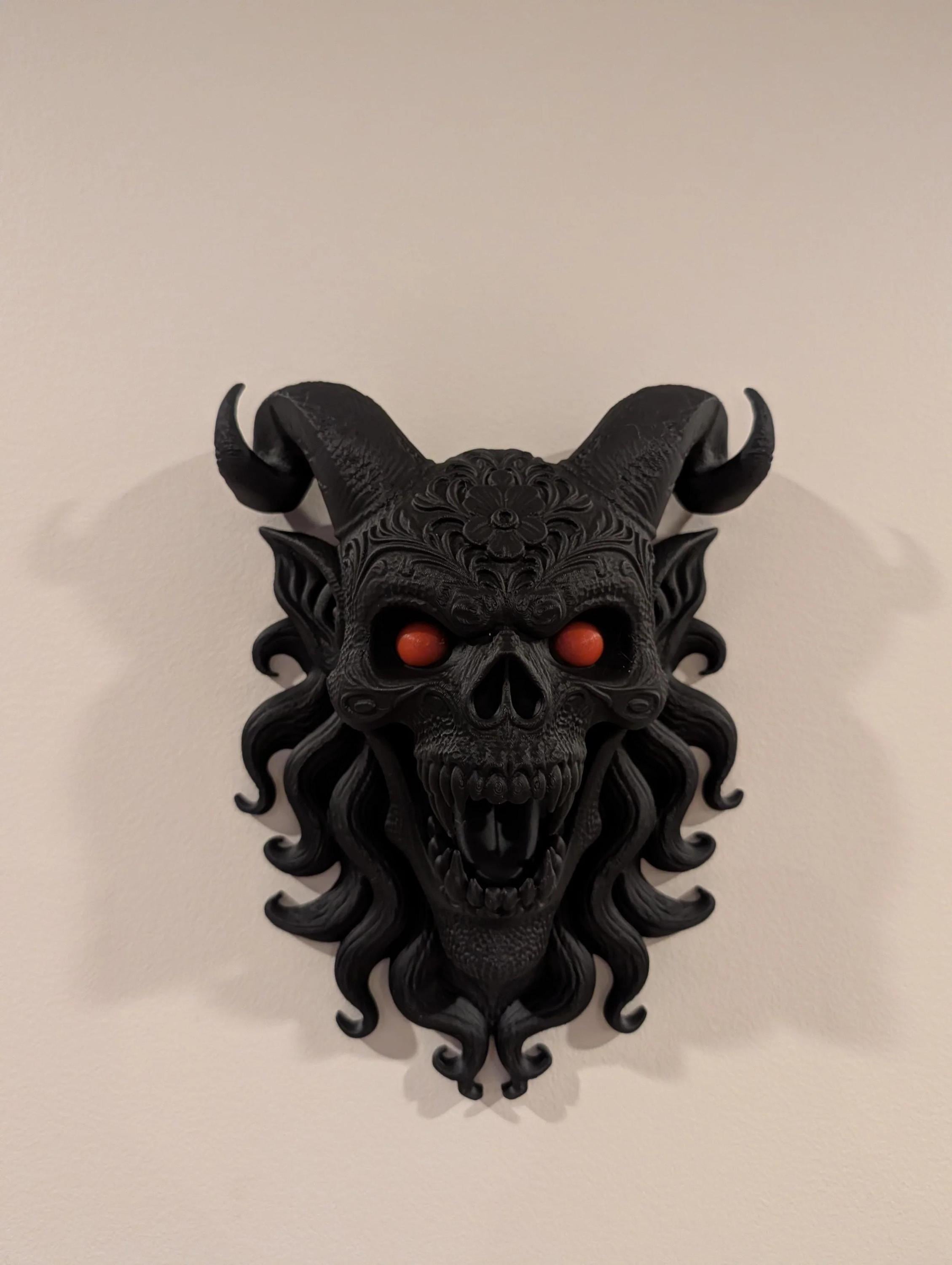 Krampus Wall Art - Gothic Holiday Demon Décor with Glow-in-the-Dark Eyes
