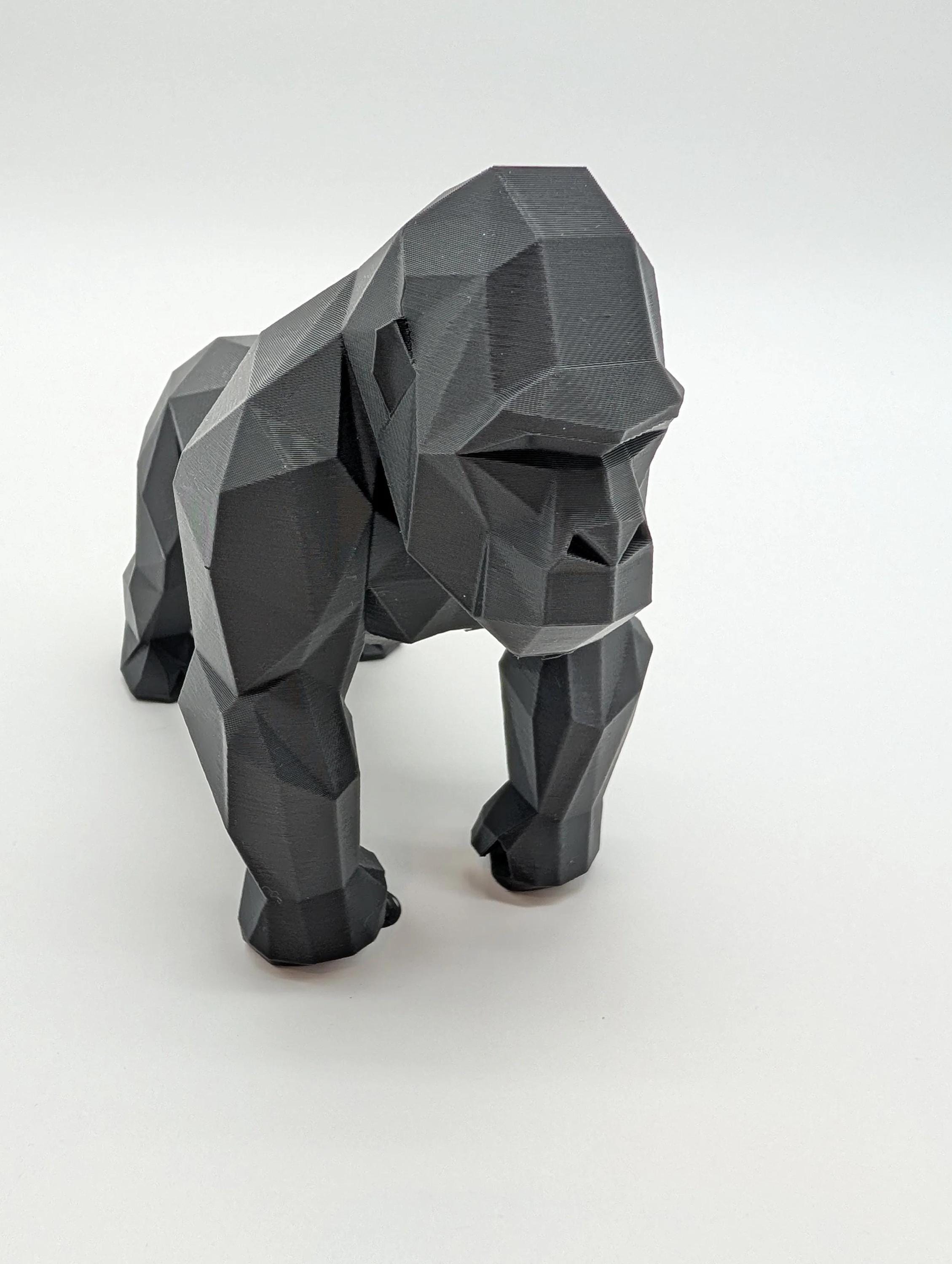 Low Poly Gorilla Statue - Modern Geometric Animal Decor