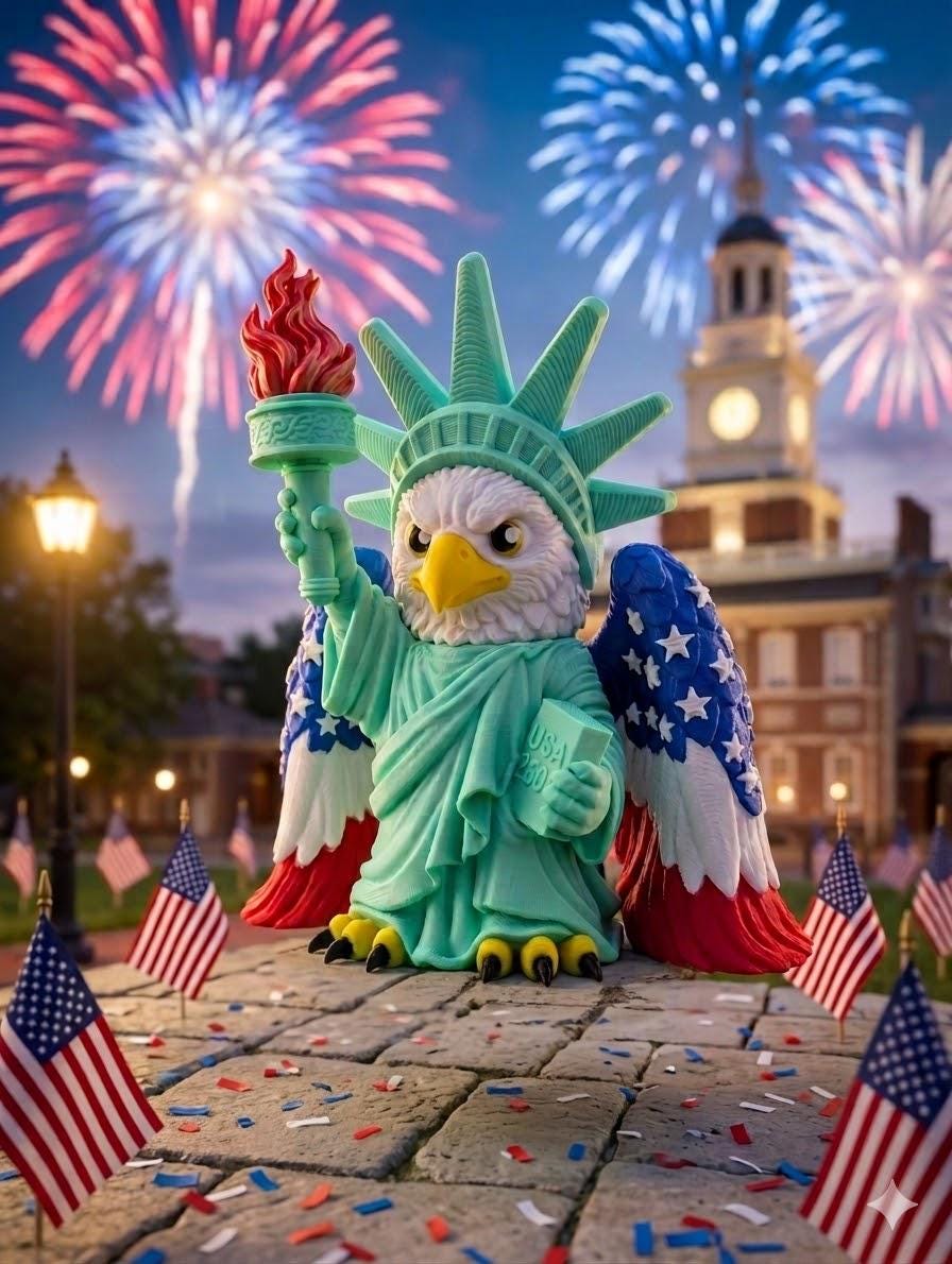 Liberty Eagle - 250 Years of America Semi-quincentennial Decor - Patriotic Bald Eagle Statue