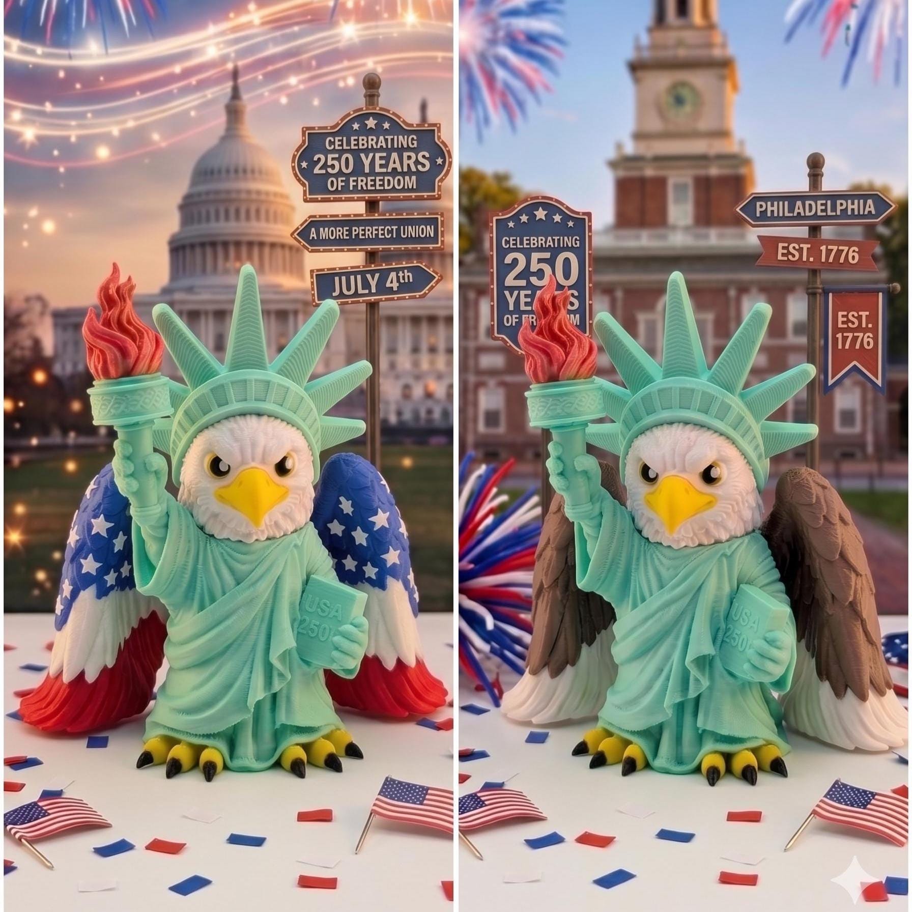Liberty Eagle - 250 Years of America Semi-quincentennial Decor - Patriotic Bald Eagle Statue